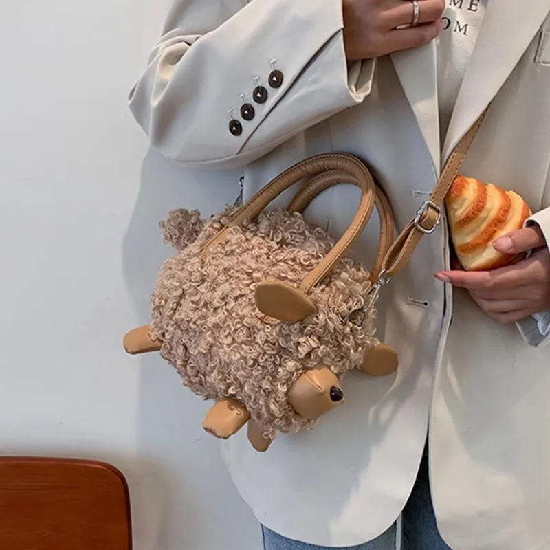 Avondtassen merken grappig crossbody voor vrouwen 2022 Designer pluche schapen handtassen kleine dierenvormige schoudertas klutchem.