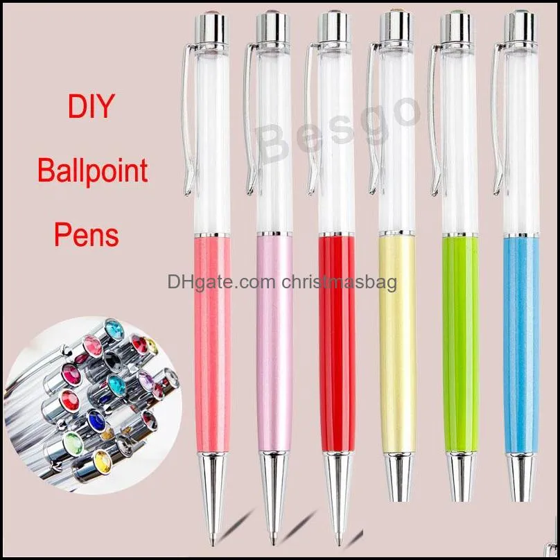 Students Colorful Crystal Ball Pens DIY Blank Ballpoint Pen School Office Signature Ballpoint Pen BH2542 TQQ