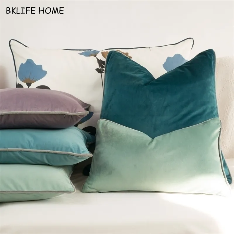 Multicolor Grey Piping Velvet Cushion Cover Pillow Case StolaroFa No Ballingup Home Decor utan att fylla Y200103