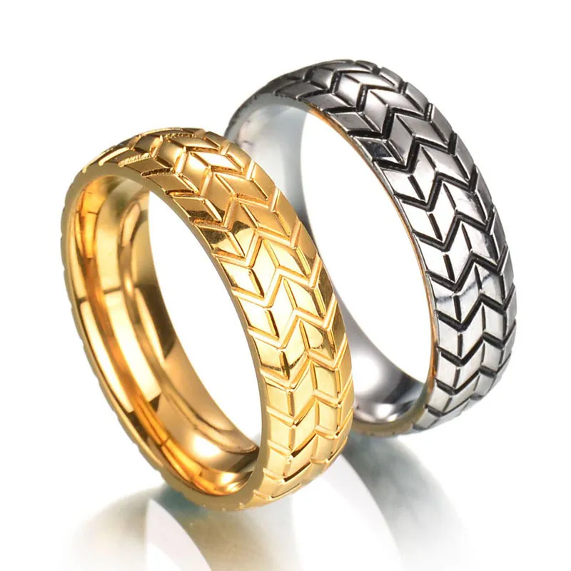 Fashion Titanium Rings Däckmönster Cool Ring för män Kvinnor Pares ringårsdag smycken Tillbehör