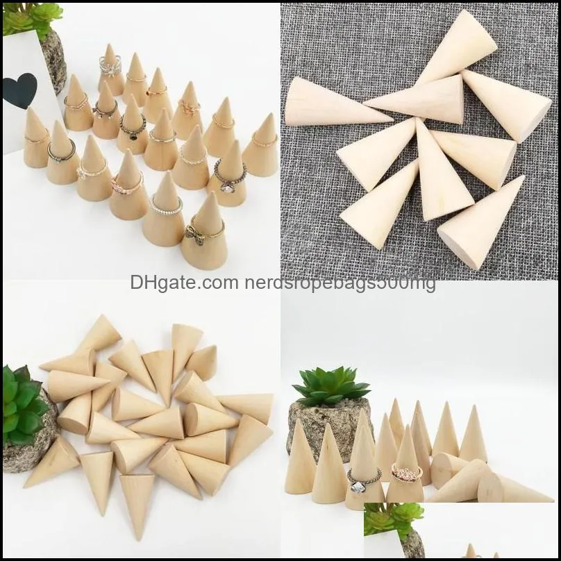 Other Home Textile Textiles Garden Diy Wood Cone Unpainted Wooden Cones Shape Ornamnet Craft Accessories Jewlery Display Stand Organizer H