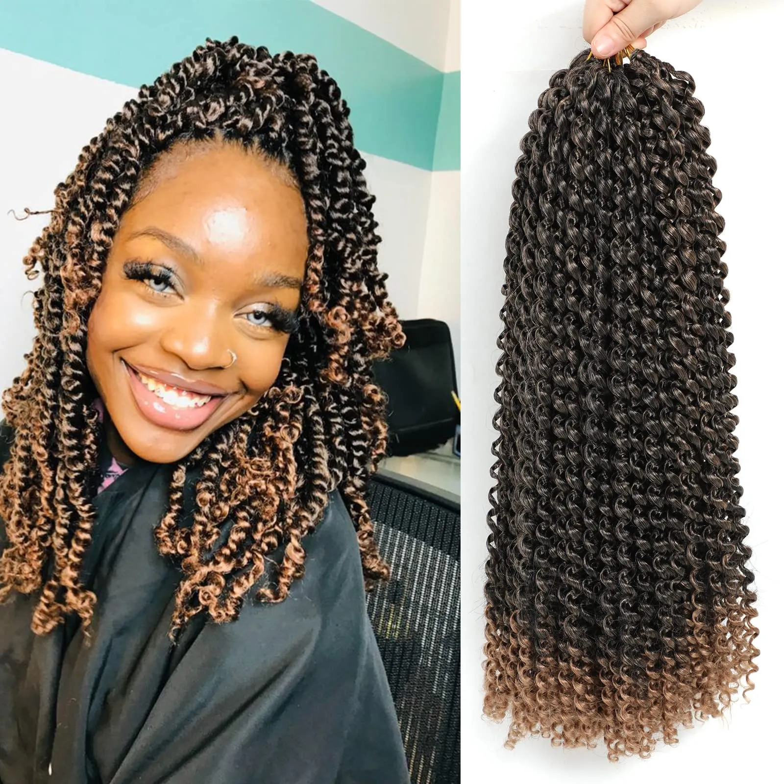 18 Inch Passion Twist Hair Long Crochet Braids Water Wave Synthetic  Braiding Extensions 22strands/Pack