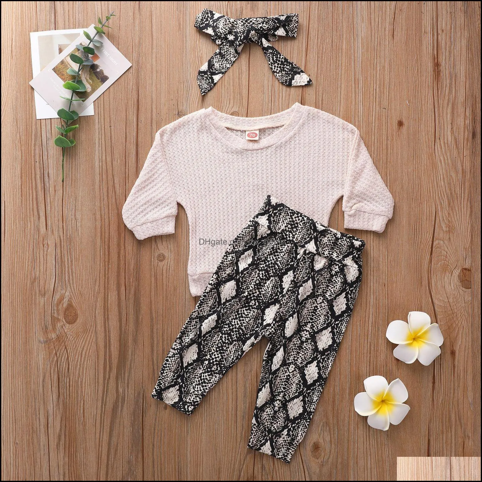 kids clothing sets girls outfits children tops heart snake pattern print pants headband 3pcs/set spring autumn fashion baby clothes