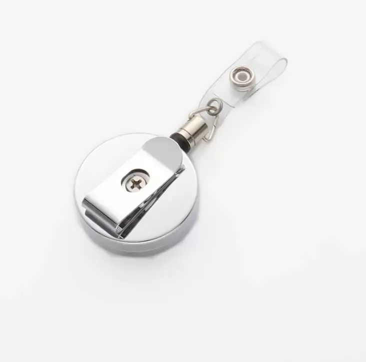 Desk Supplies Sublimation Retractable Lanyard Name Tag Card Badge Reel  Holder with Blank Aluminum Sheets for DIY Custom Company Names 40mm Large