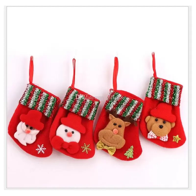 Christmas Stockings Hanging Christmas Tree Decoration Ornaments Socks New Year Candy Bag Kids Santa Gifts Stocking Xmas Sock