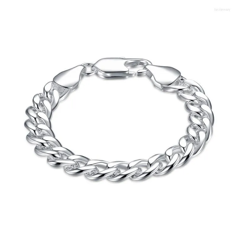 Link Chain Punk Men Armband 925 Silver 10mm Hummer-Claw-Clasps smycken för manlig jubileum Födelsedag Lyxig gåva Hög kvalitetslänk LARS22