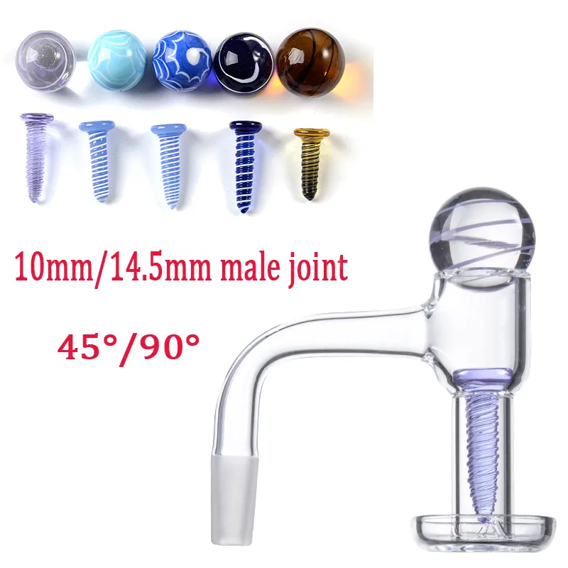 US Grade Weld Quartz Banger Terp Slurper Beveled Edge Smoking Banger Nails With Glass Marble Screw 10mm 14mm Male Joint 45° 90° High Quality Bangers For Oil Dab Rigs