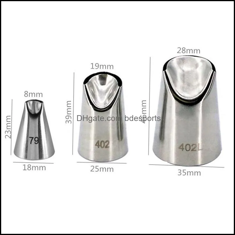 3 Pieces/set Stainless Steel Nozzles Pastry Cream Cakes Cookie Decorating Set Kitchen Baking Tools