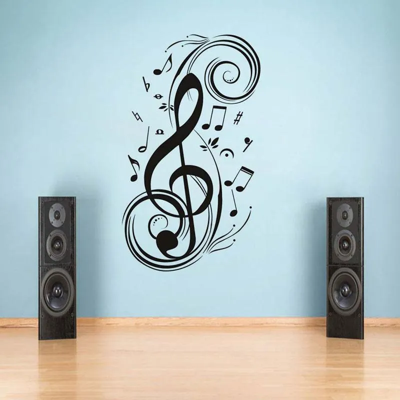 Wall Stickers Musical Note Home Decor Music Waterproof Removable Decals Kids Room Decoration YY29