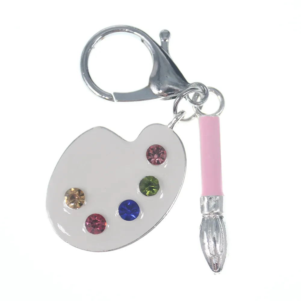 Emaille-Kristall-Schlüsselanhänger, künstlerischer Stil, Strass-Palettenpinsel-Anhänger, Charm-Form, Schlüsselanhänger für Frauen