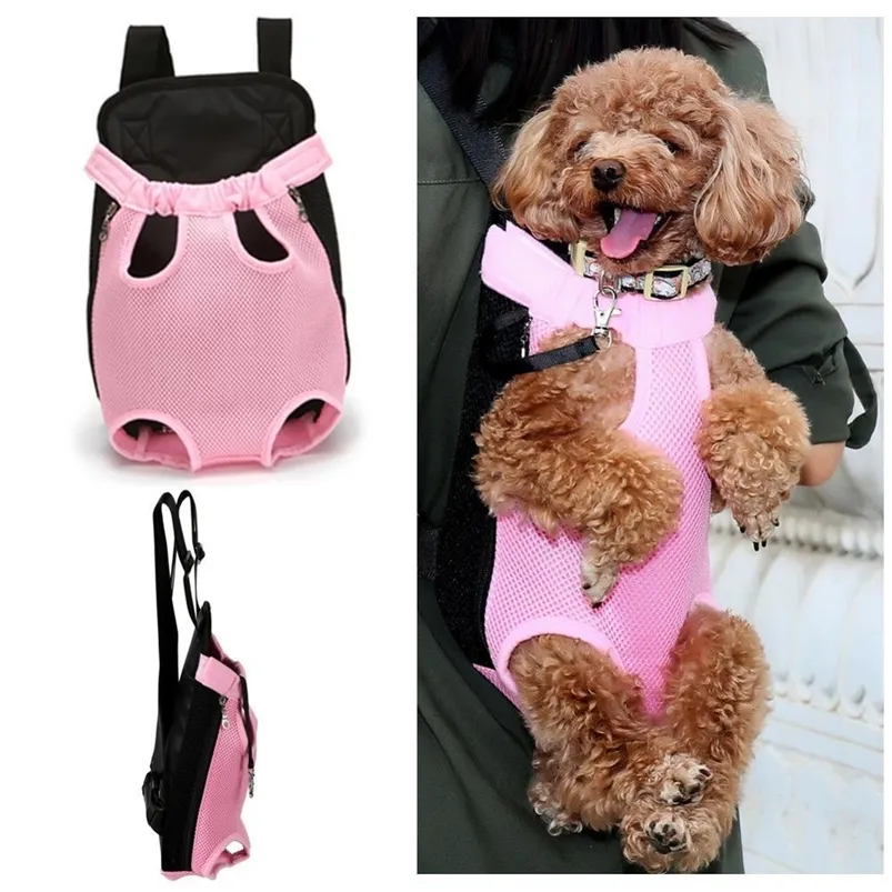 Haustier-Känguru-Rucksack, verstellbare Vorderseite, für Katzen und Hunde, Reisetasche mit Beinen heraus LJ201201