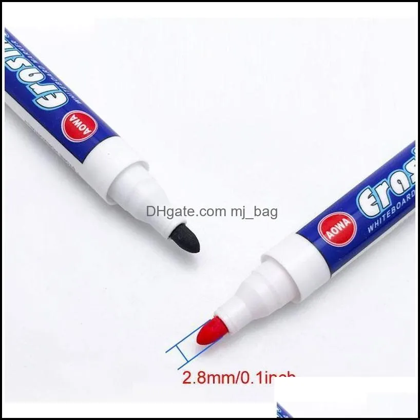 Black Red Blue Erasable Whiteboard Pens Office School Point 0.1Inch Smooth Writing Pens Whiteboard Writing Erasable Markers Pen Dh1326