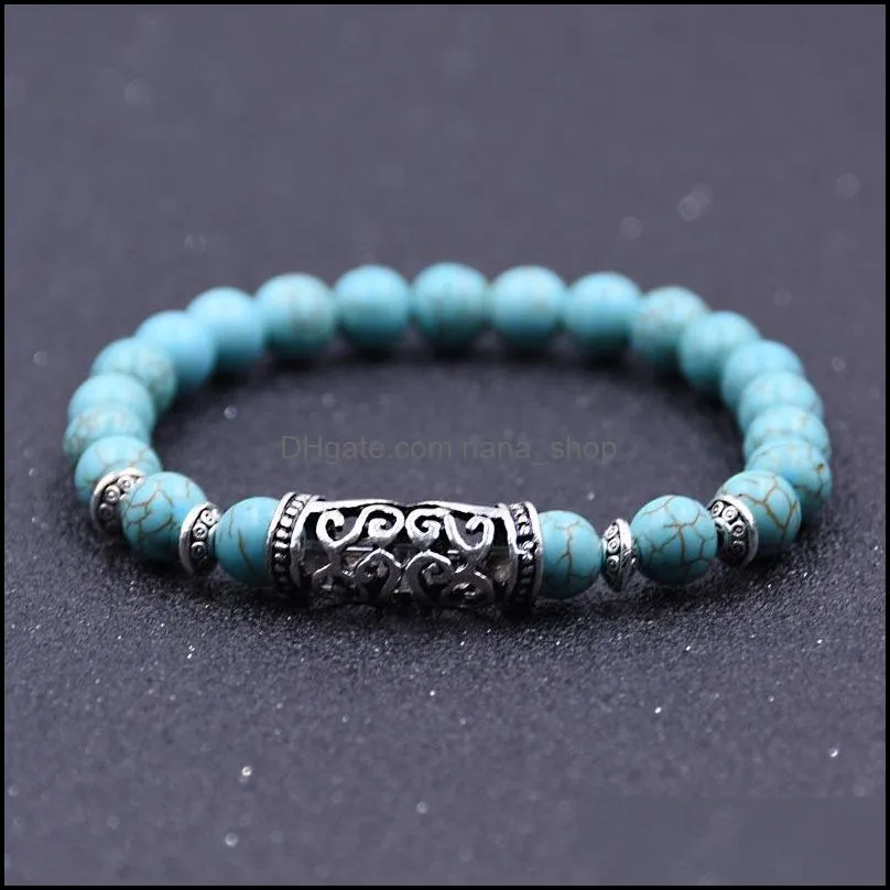 New 8MM Natural Black Lava Stone Turquoise bead Bracelet DIY Aromatherapy Essential Oil Diffuser Bracelet For Women