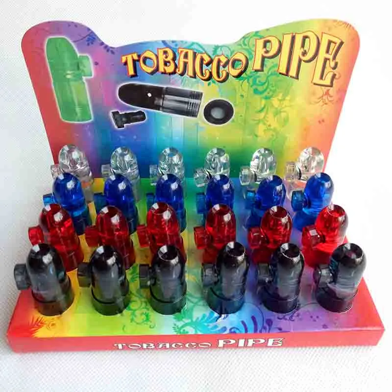 Distributeur de tabac à priser en plastique Bullet Rocket Snorter fumer Pipe cigarette Pipes à tabac 4 couleurs Dabber Bubblers Narguilé Bongs à eau rouleuse
