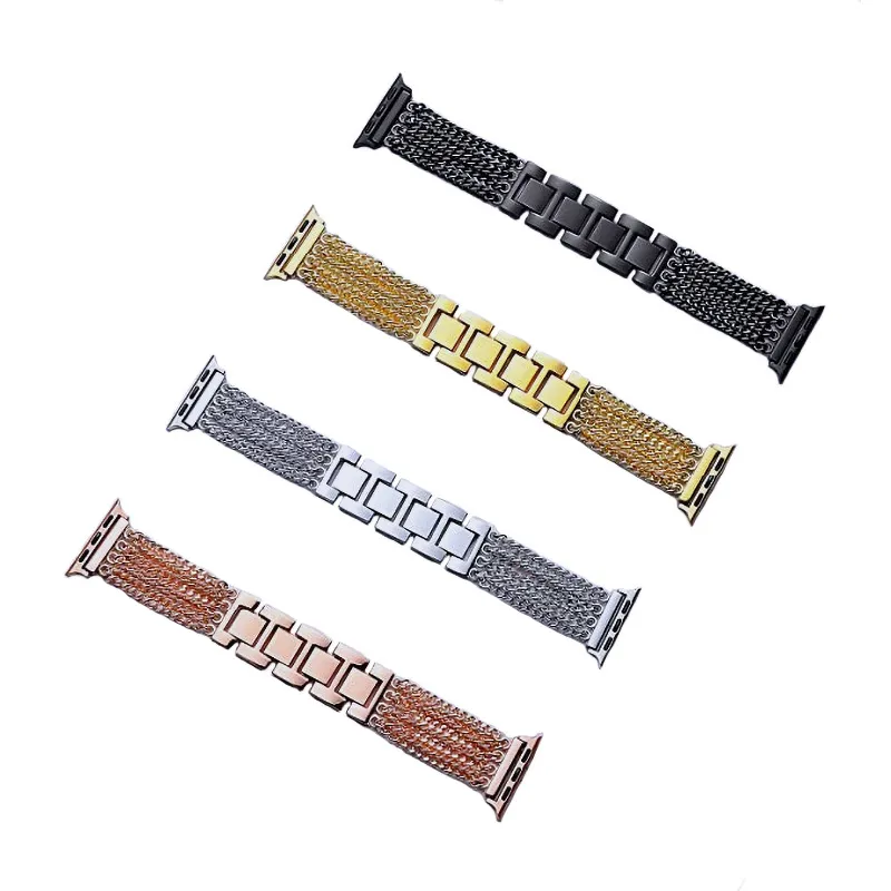 For Apple Watch Band Metal Strap 3 4 5 6 7 Series Chains Generations of Universal Denim Chain Wrist Band iWatch 38MM 42MM 40mm 41mm 44mm 45mm Bracelet