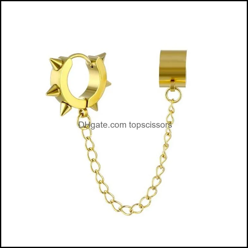 titanium steel chain ear cuff body jewels clip on earring clips with chains for men and women