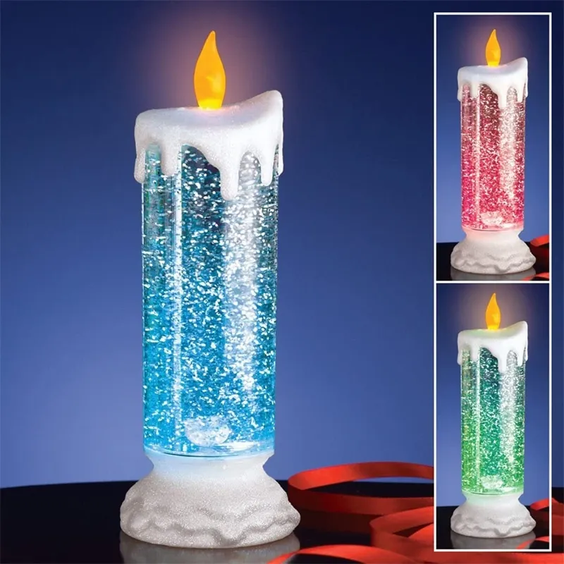 Waterproof Rechargeable LED candle in water decoration with Glitter and Color Changing Bougie Decoration