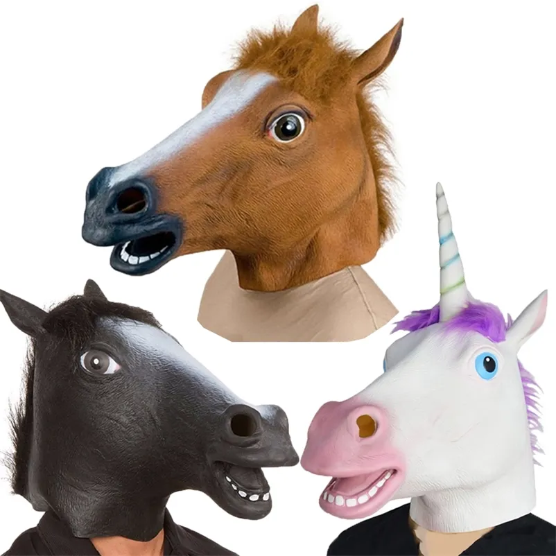 Latex Horse Head Cosplay Costume Set For Halloween, Theater, Prank