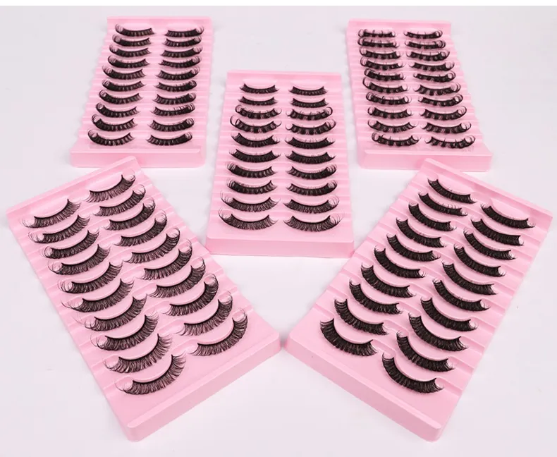 Ny ankomst tjock Curly Crisscross 3D False Eyelashes Soft Light D Burvad återanvändbar hand Made Multilayer Fake Lashes Extensions Charmiga fransar