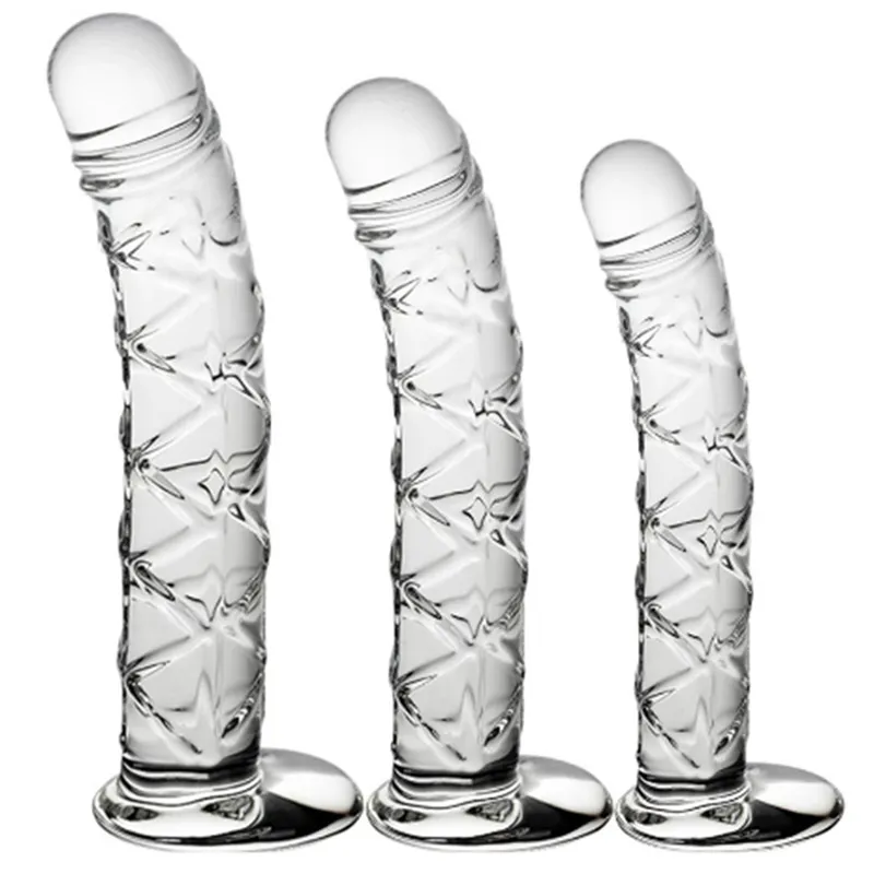 Kryształowy szklany dildo wtyczka realistyczne dildos analny penisa dla kobiet g-punkt stymuluje seksowne zabawki żeńskie masturbatory dilldo
