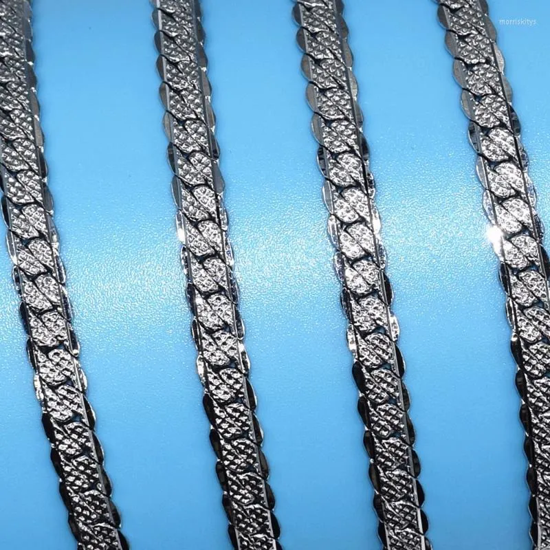 High Quality Width 5MM 20 Inches White Gold Tone Stainless Steel Unisex Geometric Chain Necklace Fashion Jewelry Party Gift Chains Morr22