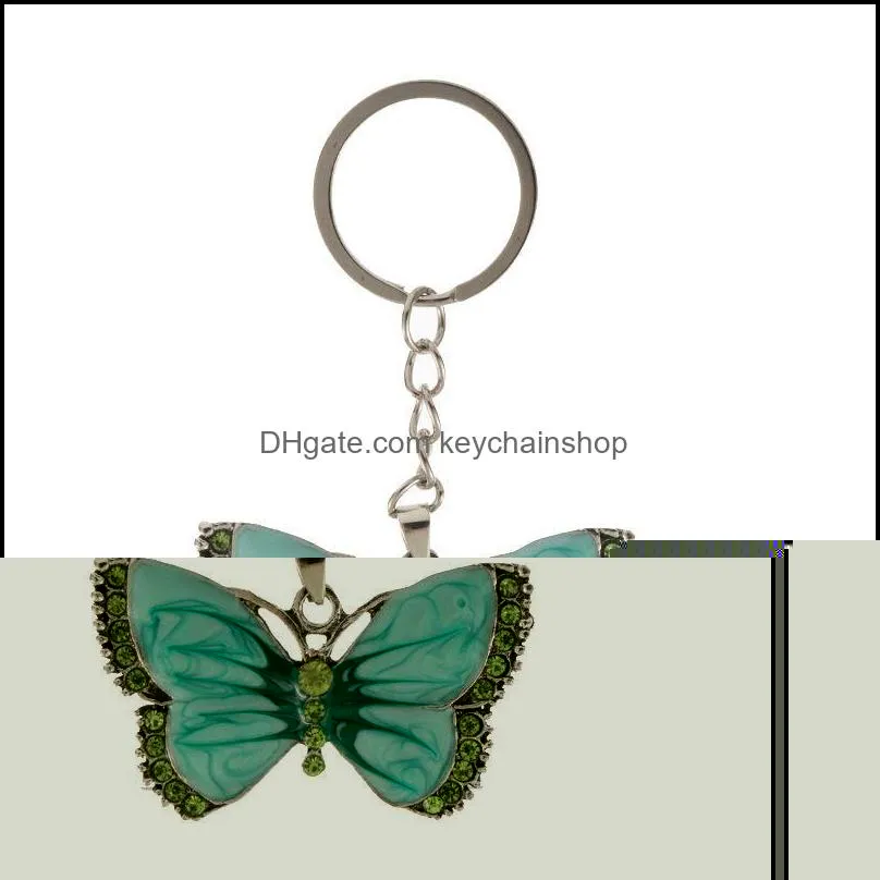 Crystal Animal Butterfly Keychains Silver Fashion Vintage Rhinestone Key Chain Rings Jewelry Gift Car Charms Holder Keyrings