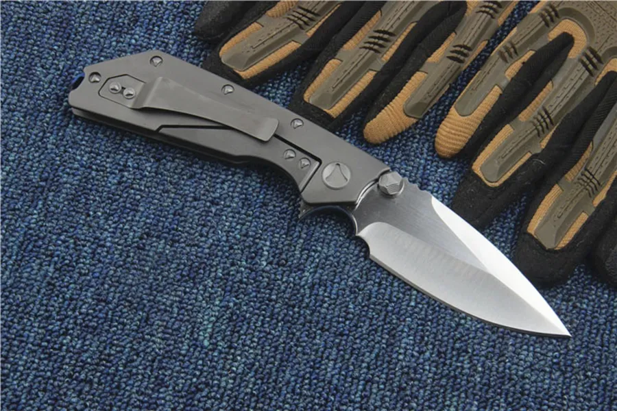 Promotion Flipper Folding Knife D2 60HRC Drop Point Satin Blade Steel Ball Bearing Fast Open Pocket Knives Outdoor Survival Gear