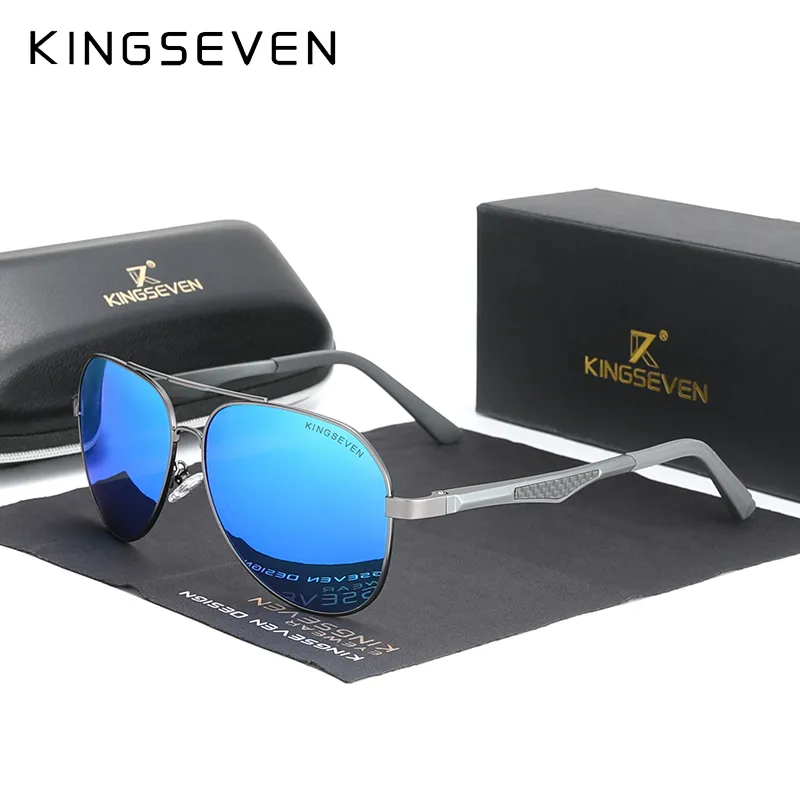 KINGSEVEN conduite hommes lunettes de soleil polarisées temples en aluminium pilote lunettes de soleil pour hommes UV400 Anti-rétro lunettes 220511