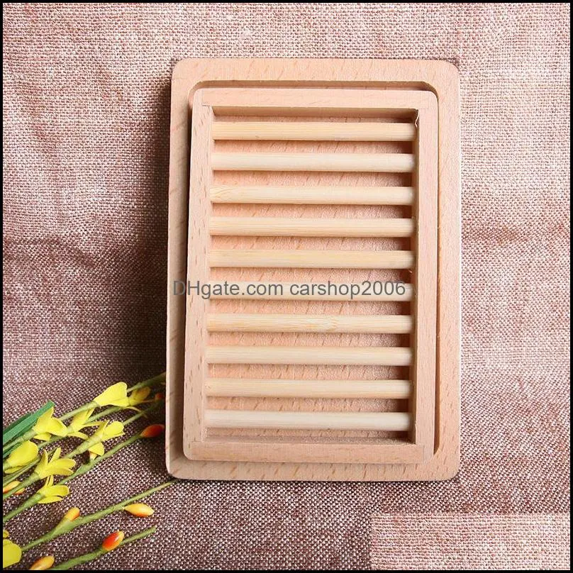 wooden soap dishes double deck clearance drain square storage soaps box portable hygiene strong pae11279