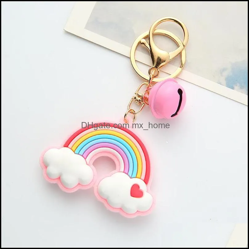 silicone keyring for women cute shell rainbow keychain charms colorful bell keychain car accessories jewelry