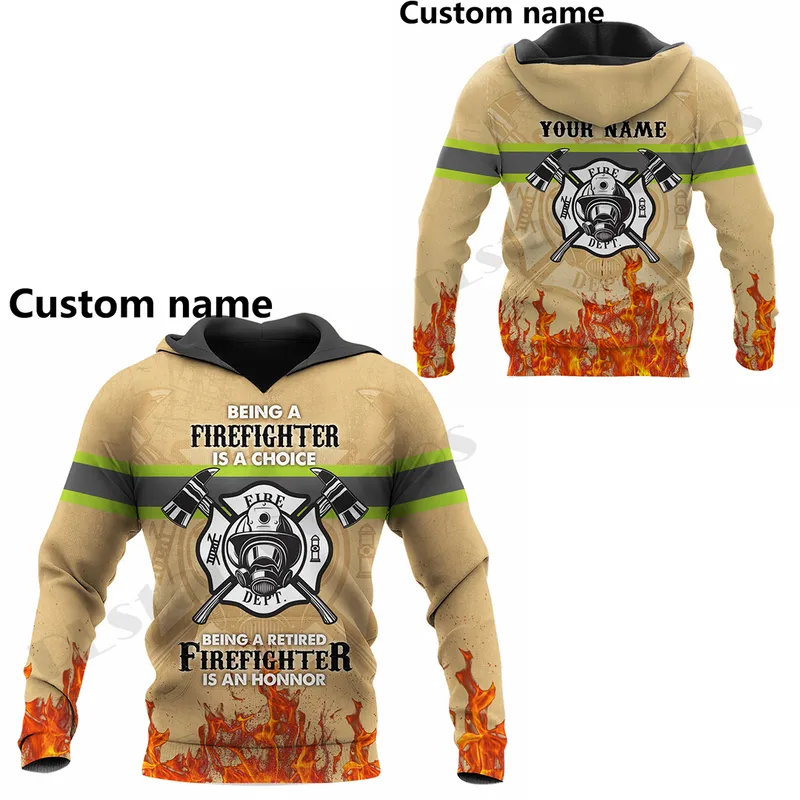 Plstar Cosmos 3DPRINT EST İtfaiyeci Özel Adı Benzersiz Unisex Erkekler Kadın Hrajuku Gündelik Sokak Giyim Hoodies Zip Sweatshirt 1 220713