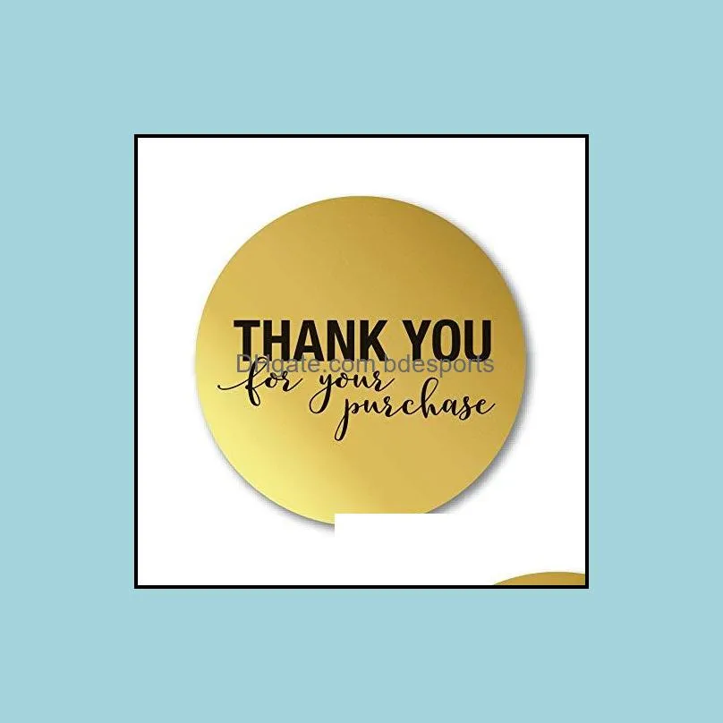 500pcs Thank You for Supporting My Business Kraft Stickers with Gold Foil Round Labels Sticker for Small Shop Handmade Sticker