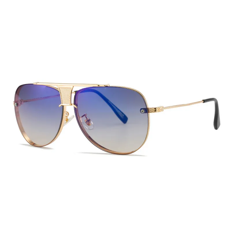 fashion classic style gradient pilot sunglasses cool men rimles vintage brand design sun glasses uv400 oculos ditaeds