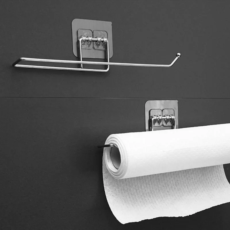 Hooks & Rails 2 Pieces Kitchen Towel Rack Tissue Holder Hanging Bathroom Toilet Paper Stainless Steel Roll Storage