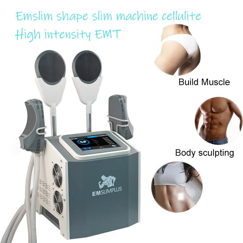 Snabb leverans Burning Fat Slimming Fat Loss Emslim RF Cellulite Borttagningsutrustning EMS Elektromagnetisk stimuleringsanordning med 4 handtag Hiemt