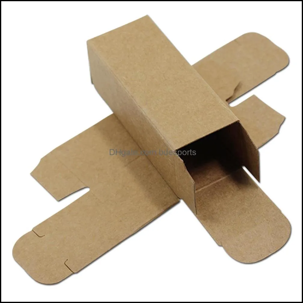 Brown Foldable Kraft Paper Package Boxes Pure Color Gfit Box Lipstick Craft  Oil Roller Bottle Storage Carton 7 Sizes