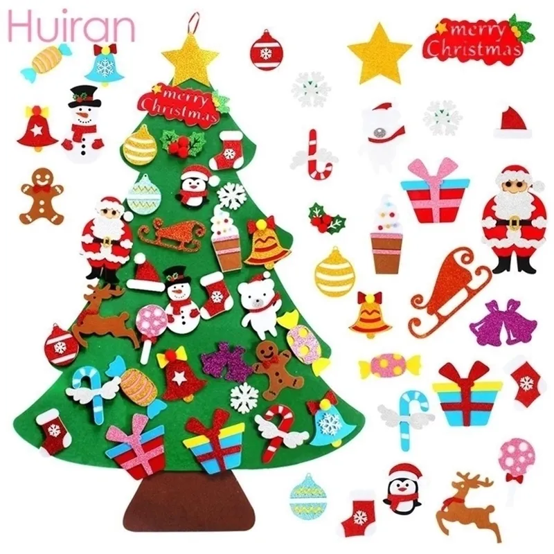 Diy Felt Christmas Tree Decor for Home Navidad Year Gifts Kids Cristmas Ornaments Natal Xmas Y201020