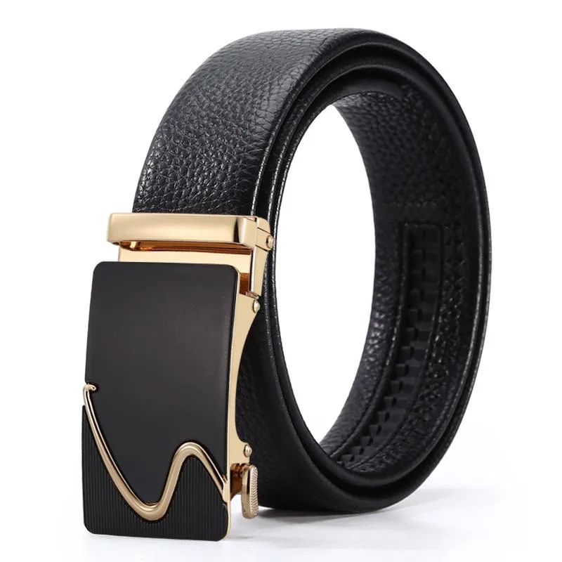 Belts Fashion Mens Business Leisure Belt Concise Split Leather Waist Strap Dress Suit Accessories Cinto Casual Gold Alloy Buckle 3.6cmBelts