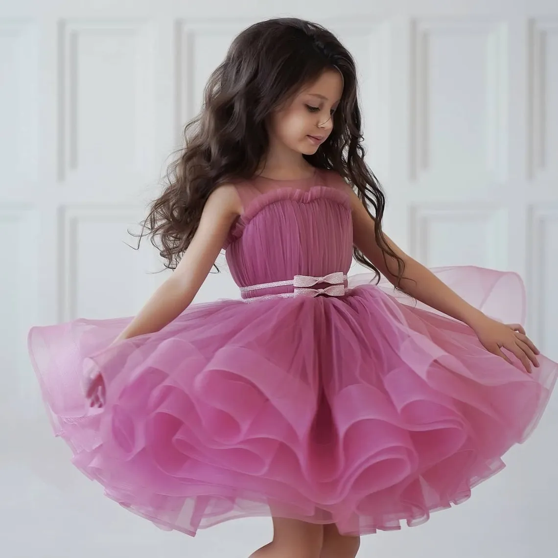 dusty pink flower girl dress Priscilla Girls Dress - Dusty Pink
