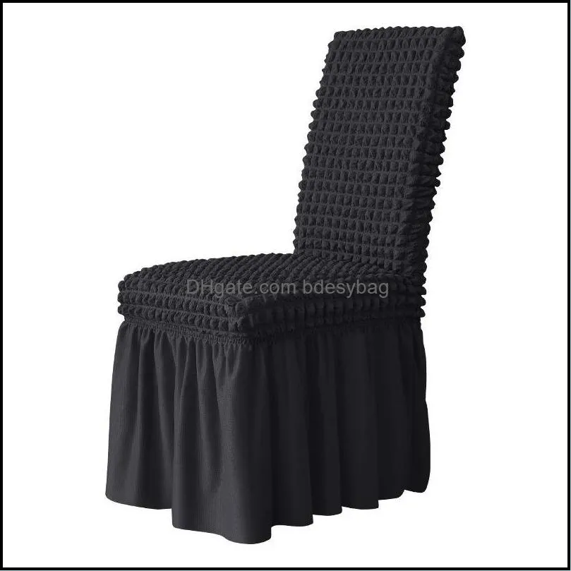 chair covers 3d seersucker cover long skirt for dining room wedding el banquet stretch spandex home decor high back