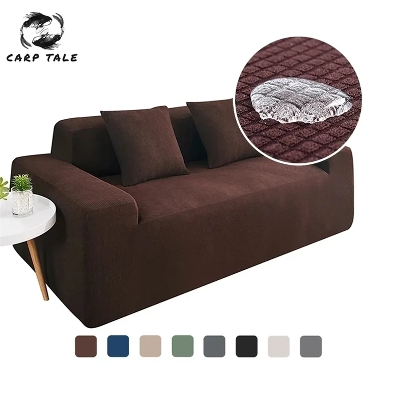 Vattentät soffa Cover Solid Color High Stretch Slipcover Allinclusive Elastic Seat Sofa S For Living Room 210724