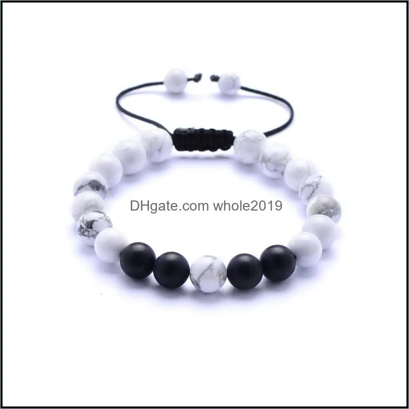 8mm natural lava rock beads strands charm bracelets handmade rope braided energy stone jewelry for women men lover