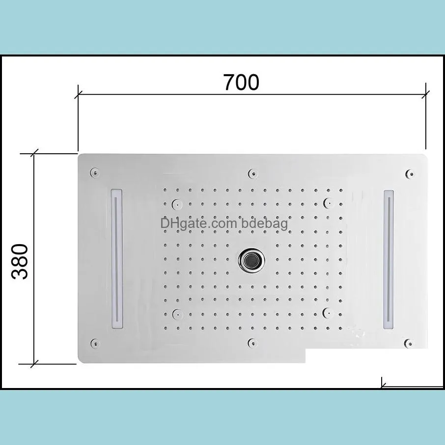 Luxury Bathroom LED ceiling Shower Head Accessories SUS304 700x380mm Functions Rain Waterfall Mist Bubble Shower DF5422