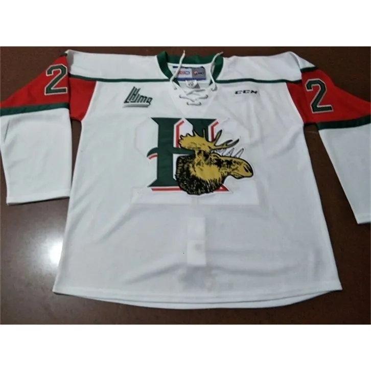 Chen37 CUSTOM Men NATHAN MacKINNON # 22 HALIFAX MOOSEHEADS BLANC ROUGE VERT Hockey Jersey 100% Broderie Jersey ou personnalisé n'importe quel nom ou numéro Jersey