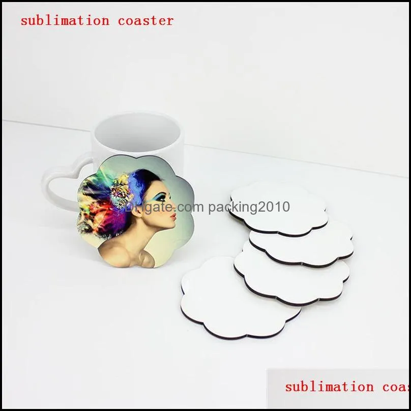 sublimation coaster for customized gift mdf wood coasters for dye sublimation flower shape heart transfer printing blank consumables