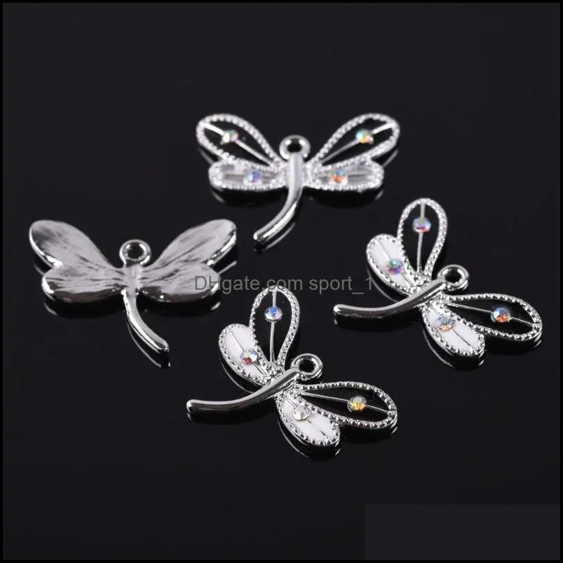 charms 5pcs 25x19mm dragonfly enamel metal loose pendants beads wholesale lot for jewelry making diy findings