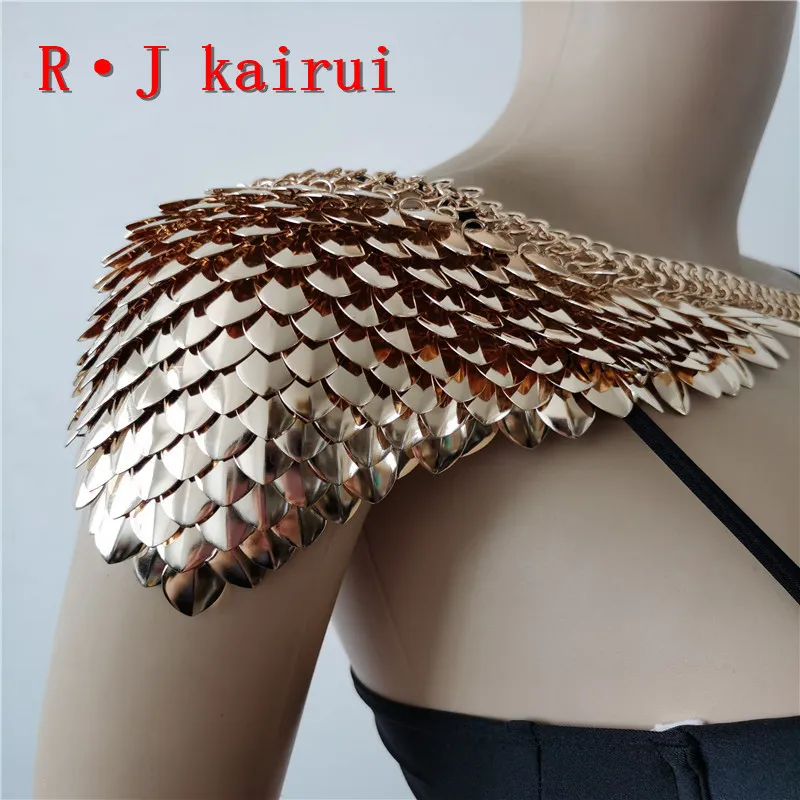 Fashion Scalemail Mermaid Gold Fish Scales Spalla Catene Strati Scala Chainmail Gold Single Fish Scale Spalla gioielli 220715