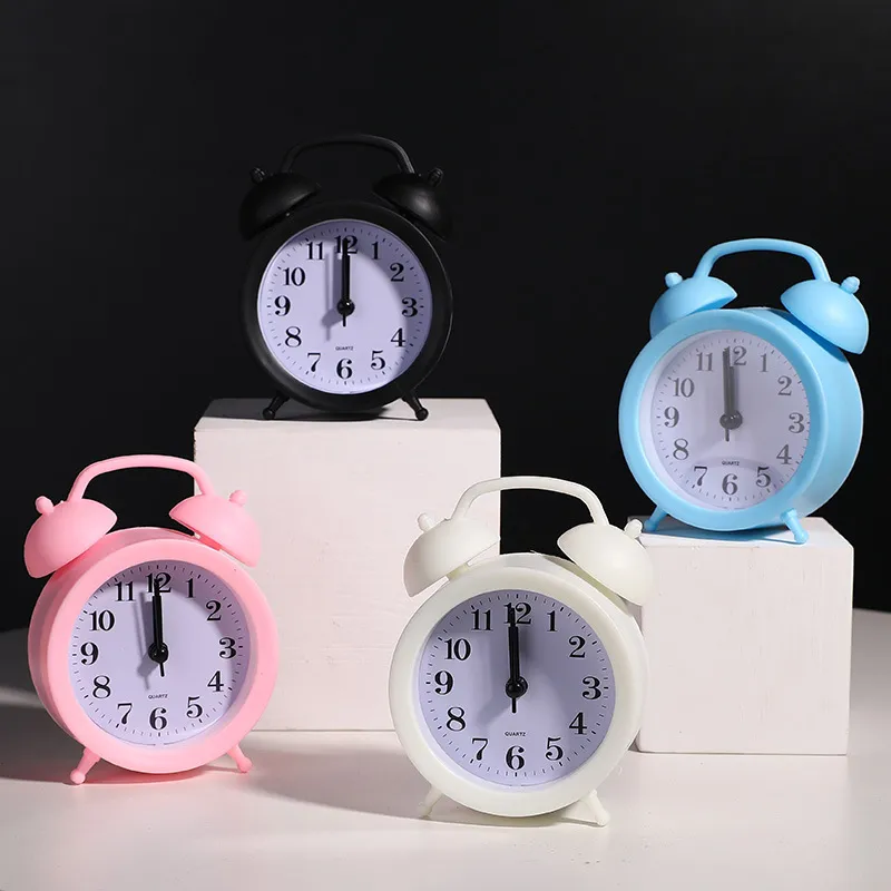 Solid Color Alarms Clock Round Number Double Bell Novelty Alarm Clocks