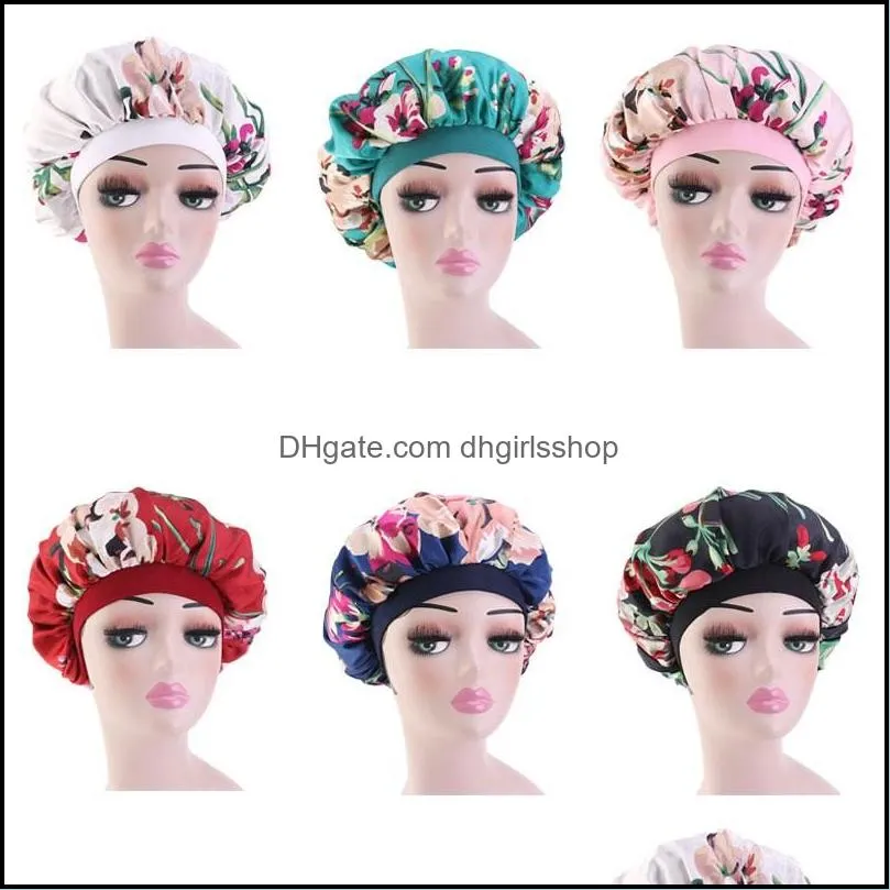 Fashion Women Imitation Silk Turban Elastic Muslim Hat Chemo Cap Floral Print Headwrap Soft Sleeping Hat Beanie Hijabs Accessories