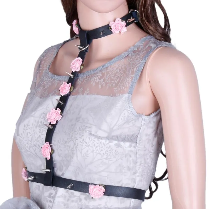 Gürtel Harness Pastell Goth Damen Breiter Leder-Kummerbundgürtel für Frauen Sexy Marke